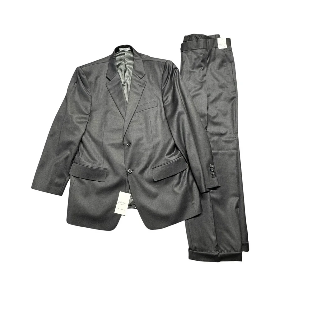 John W Nordstrom Travel Wool Suit Mens‎ 42R 36x28 Charcoal Gray Italian Wool NWT